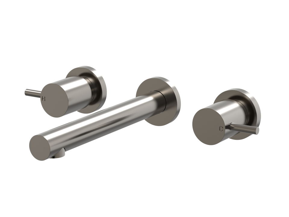 PAR Taps Lugano Wall Bath Set 200mm Fixed Lever Ceramic Disc - Brushed Gunmetal (B22.022.1.24)