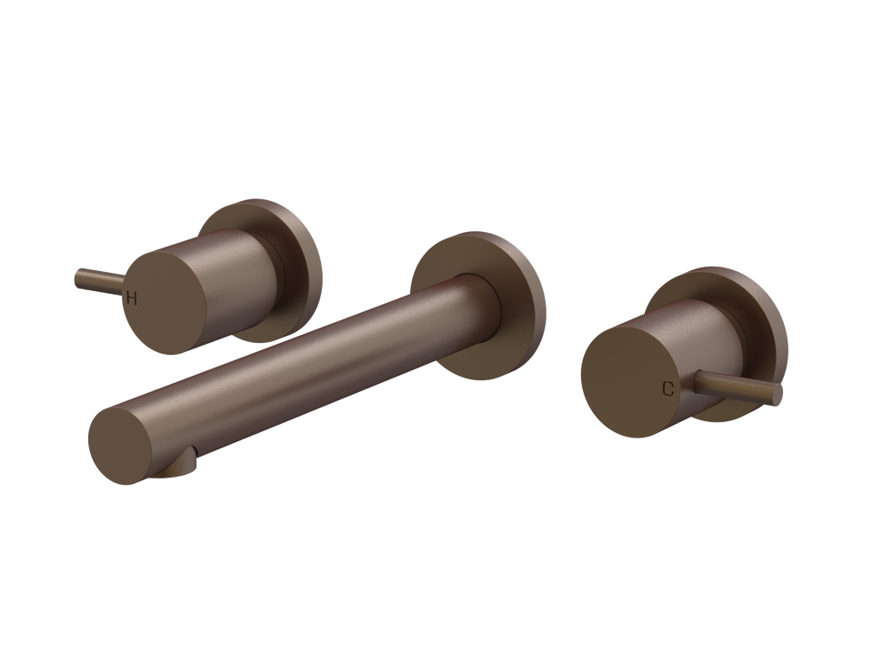 PAR Taps Lugano Wall Bath Set 200mm Fixed Lever Ceramic Disc - Native Brass (B22.022.1.45)