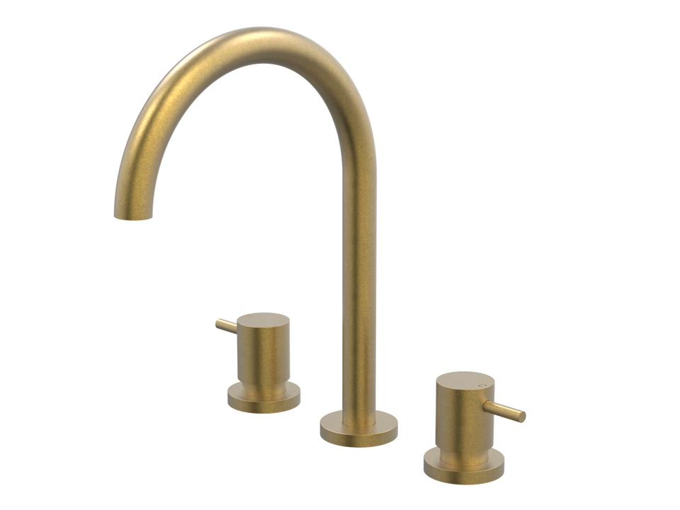 PAR Taps Lugano Spa Set Swivel Lever Ceramic Disc - Rumbled Brass (B22.061.1.40)