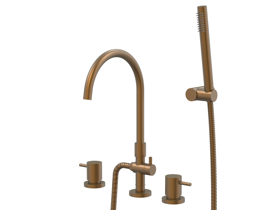 PAR Taps Lugano Spa Set Swivel Divertor Set Gooseneck with Handshower &amp; Bracket - Burnished (B22.061.5.52)