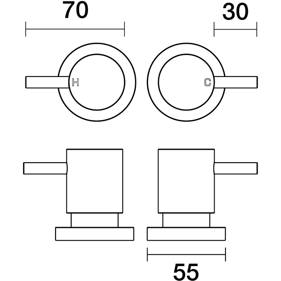 PAR Taps Lugano Top Assemblies Wall Pair technical drawing (B22.082.1)