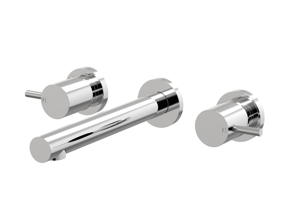 PAR Taps Lugano Wall Basin Set 200mm Fixed Lever Ceramic Disc - Chrome (B22.152.1.01)