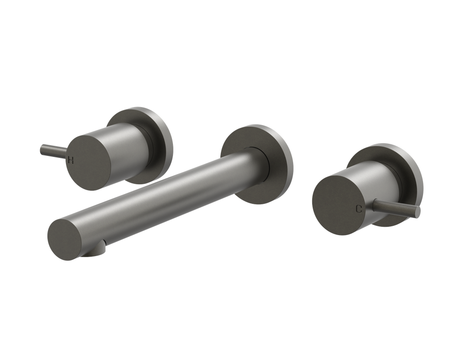 PAR Taps Lugano Wall Basin Set 200mm Fixed Lever Ceramic Disc - Volcanic Grey (B22.152.1.54)
