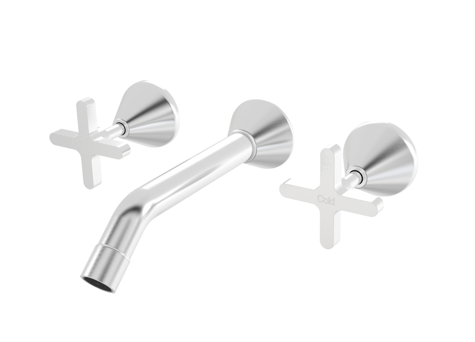 PAR Taps Forme Wall Bath Set 200mm Fixed - Brushed Chrome (B27.022.1.02)