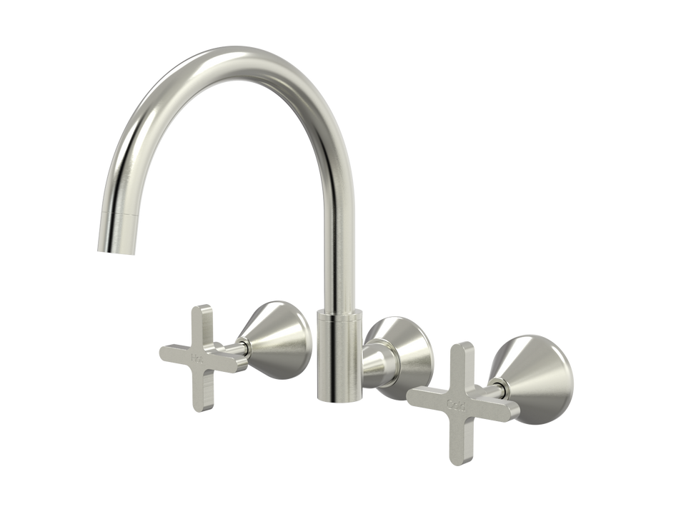 PAR Taps Forme Sink Set Wall Swivel - Brushed Nickel (B27.052.1.25)