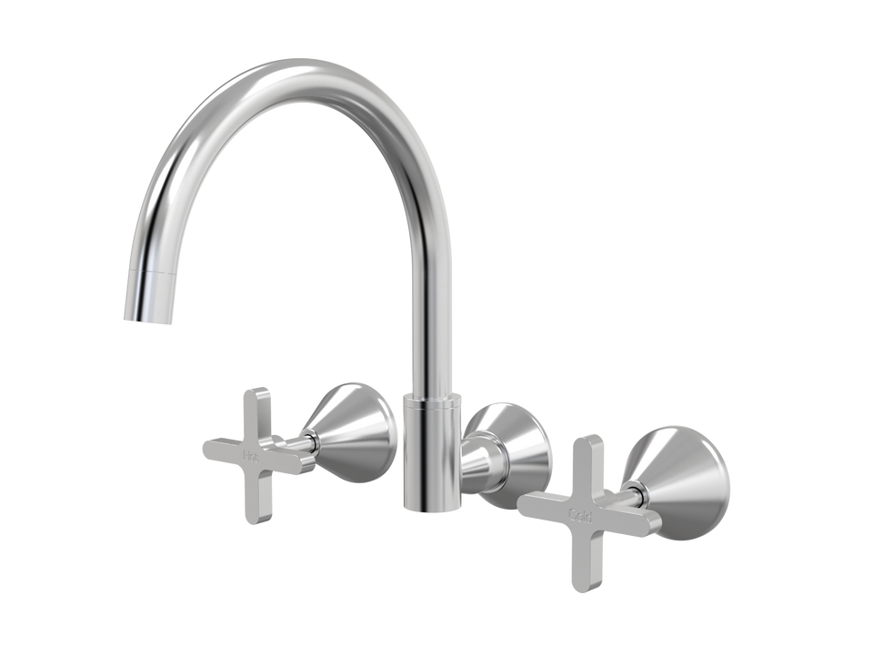 PAR Taps Forme Sink Set Wall Swivel - Brushed Chrome (B27.052.1.02)