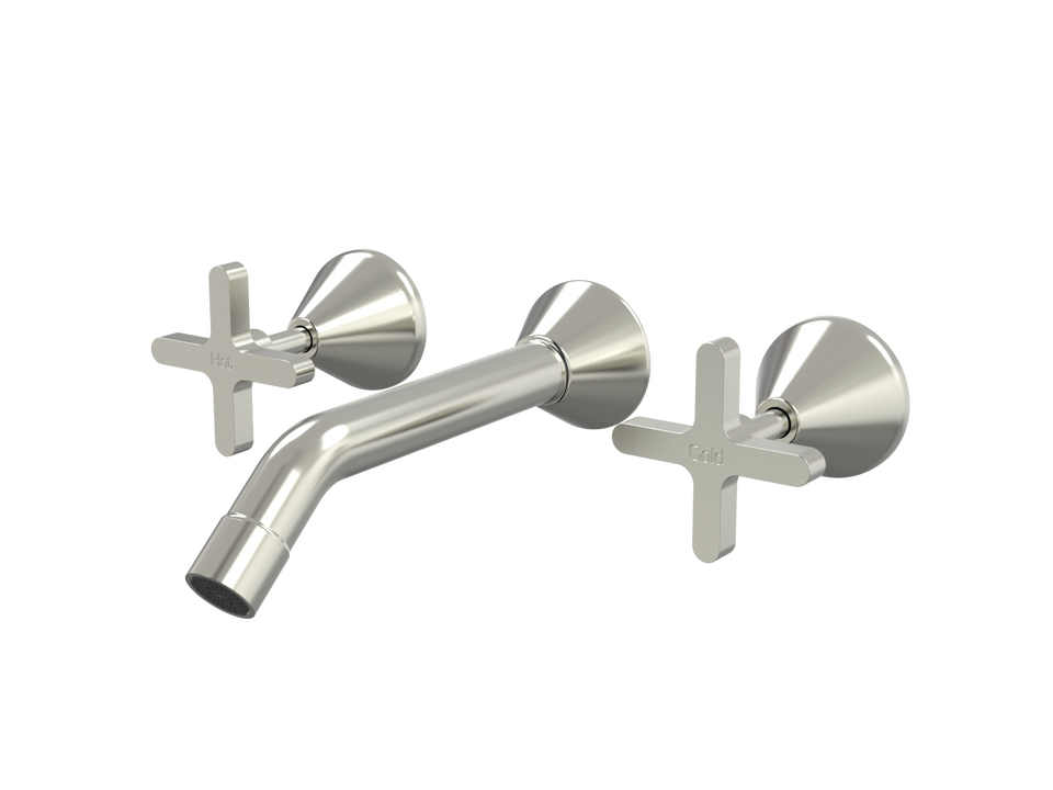 PAR Taps Forme Wall Basin Set 200mm Fixed - Brushed Nickel (B27.152.1.25)