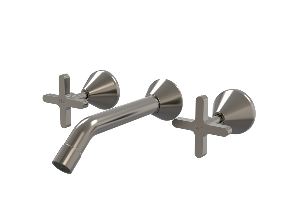 PAR Taps Forme Wall Basin Set 200mm Fixed - Brushed Gunmetal (B27.152.1.24)