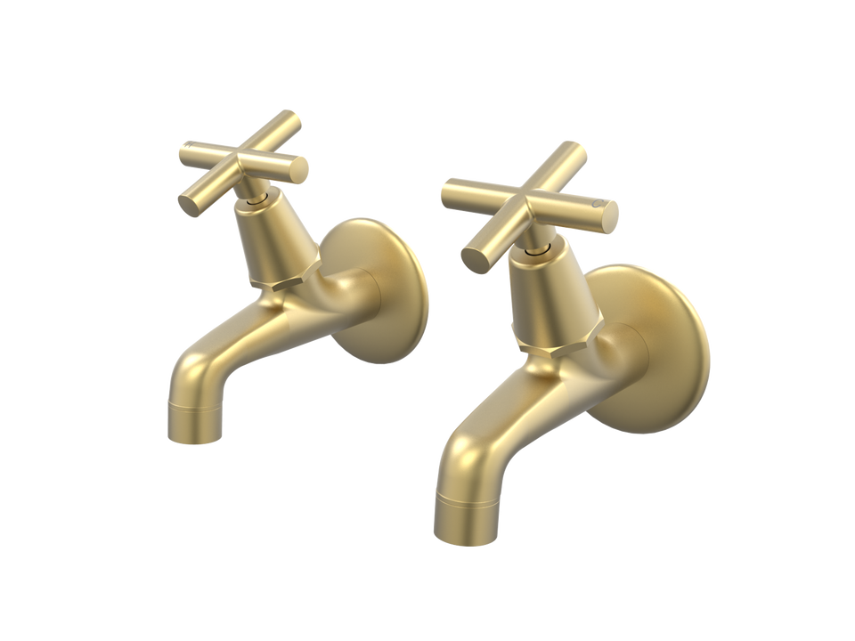 PAR Taps Portsea Female Bibs Wall Pair - Brass (B29.121.1.43)