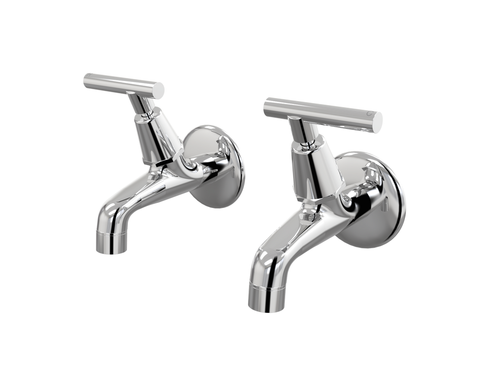 PAR Taps Portsea Female Bibs Wall Pair Lever Ceramic Disc - Chrome (B29.121.3.01)