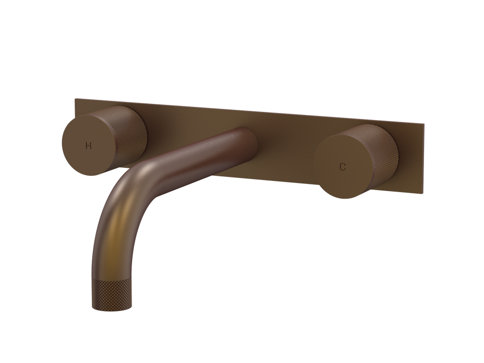 PAR Taps IDK Wall Bath Set 200mm Fixed on Plate - Native Brass (B38.022.4.45)