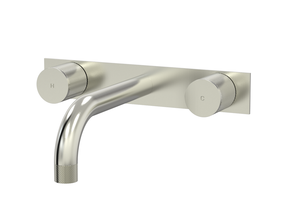 PAR Taps IDK Wall Bath Set 200mm Fixed on Plate - Brushed Nickel (B38.022.4.25)