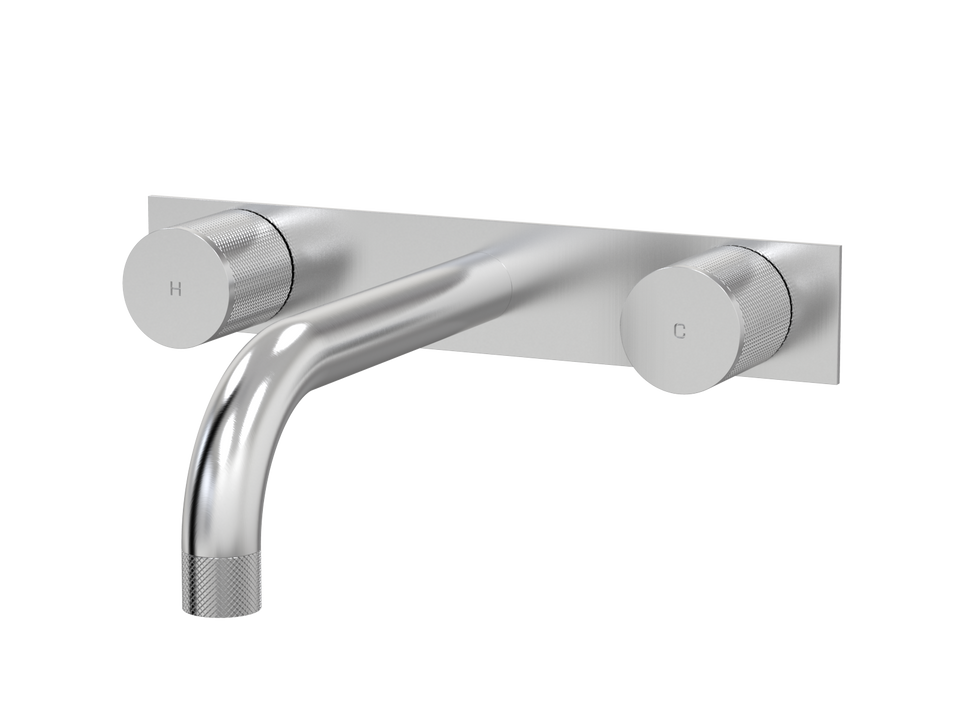 PAR Taps IDK Wall Bath Set 200mm Fixed on Plate - Brushed Chrome (B38.022.4.02)