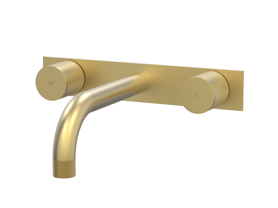 PAR Taps IDK Wall Bath Set 200mm Fixed on Plate - Brushed Brass (B38.022.4.41)