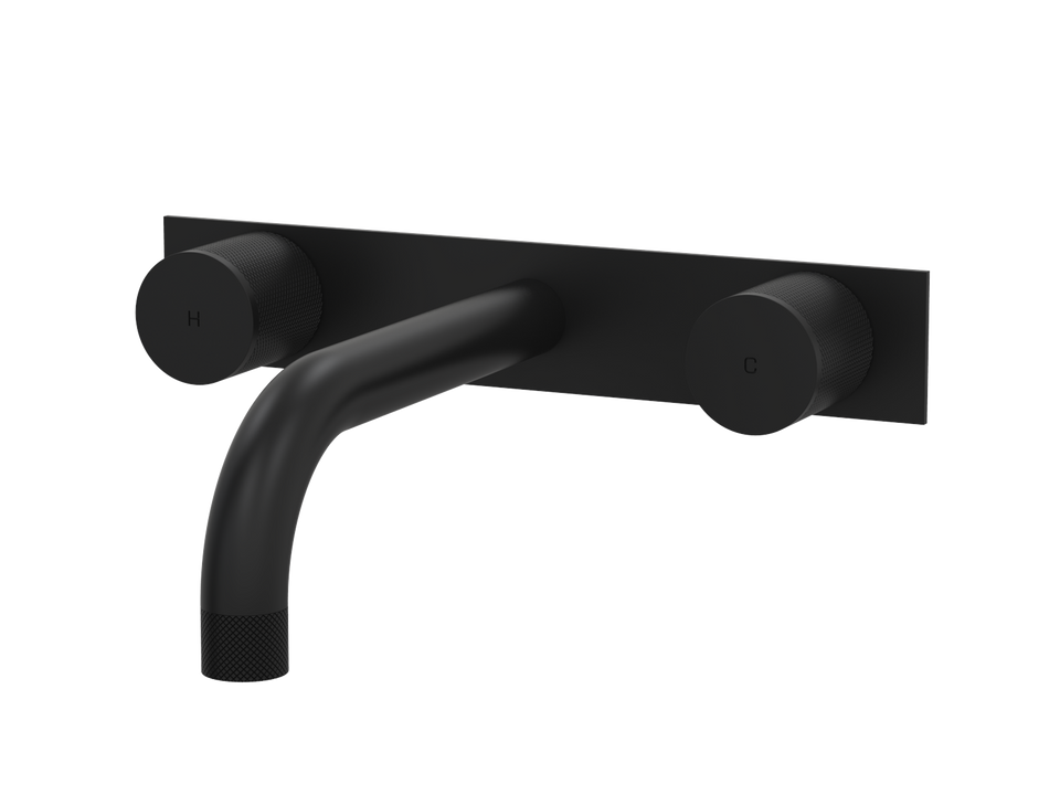 PAR Taps IDK Wall Bath Set 200mm Fixed on Plate - Matt Black (B38.022.4.34)