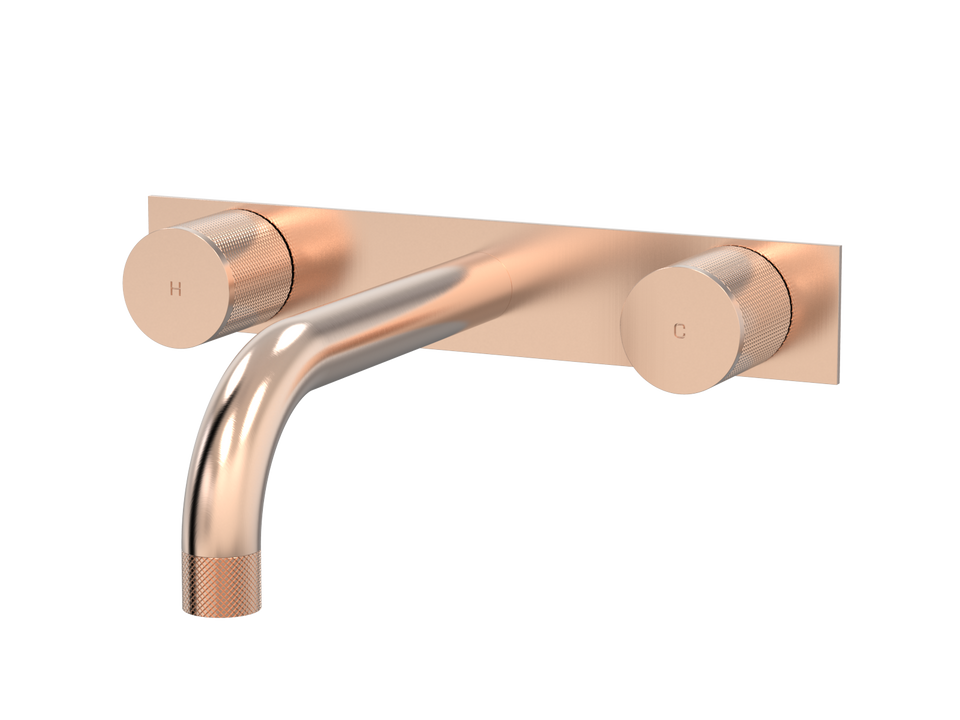 PAR Taps IDK Wall Bath Set 200mm Fixed on Plate - Brushed Rose Gold (B38.022.4.21)
