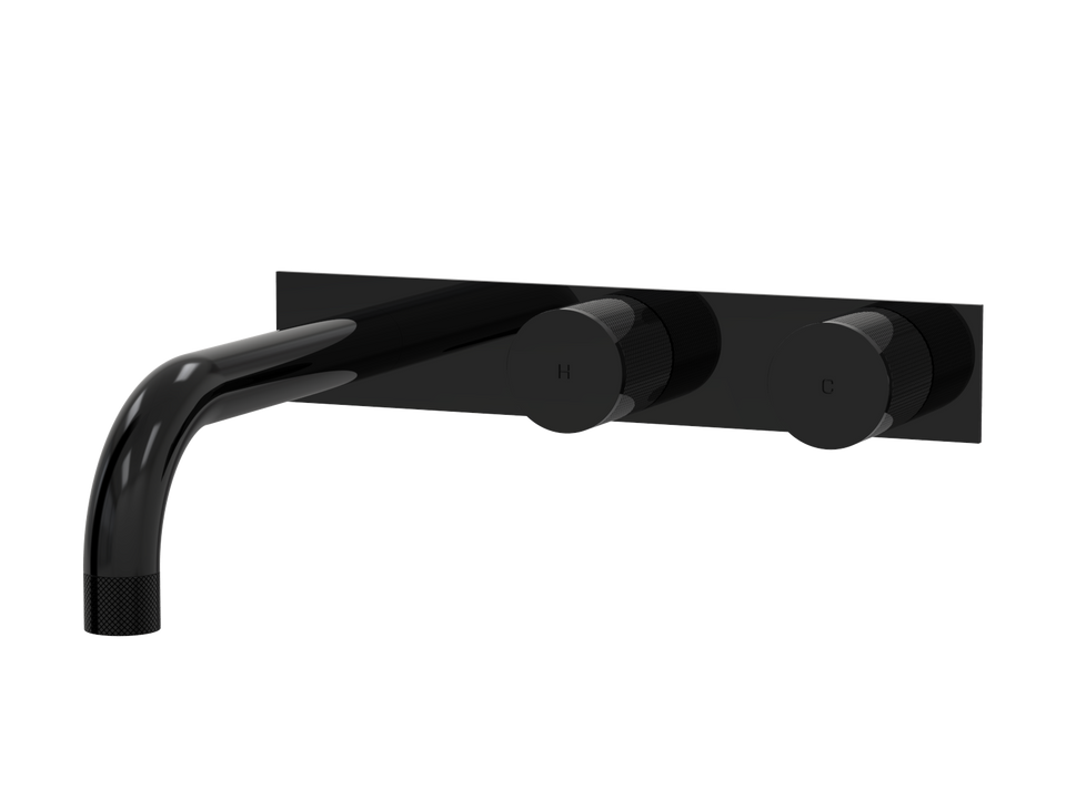 PAR Taps IDK Wall Bath Set 200mm Fixed on Plate - Offset - Midnight Black (B38.022.6.32)