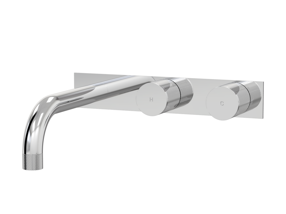 PAR Taps IDK Wall Basin Set - 200mm on Plate - Offset - Chrome (B38.152.6.01)