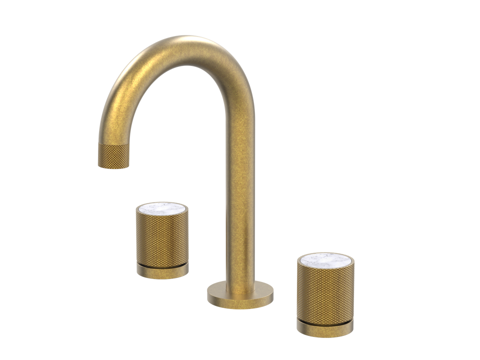 PAR Taps IDK Marble Basin Set Swivel Bianco Marble - Rumbled Brass (B39.011.1.40)