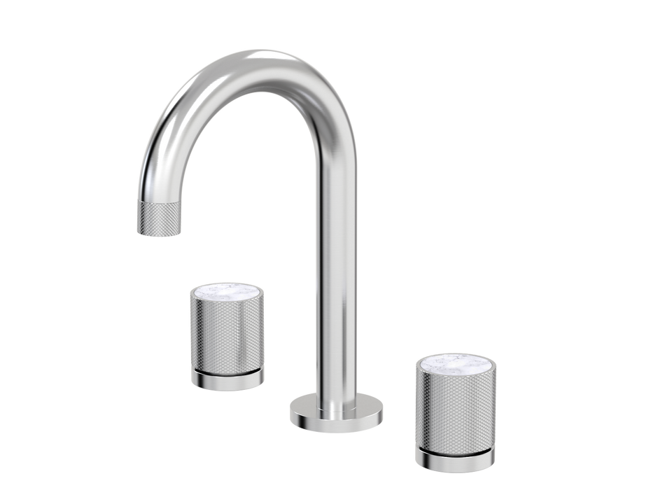 PAR Taps IDK Marble Basin Set Swivel Bianco Marble - Brushed Chrome (B39.011.1.02)