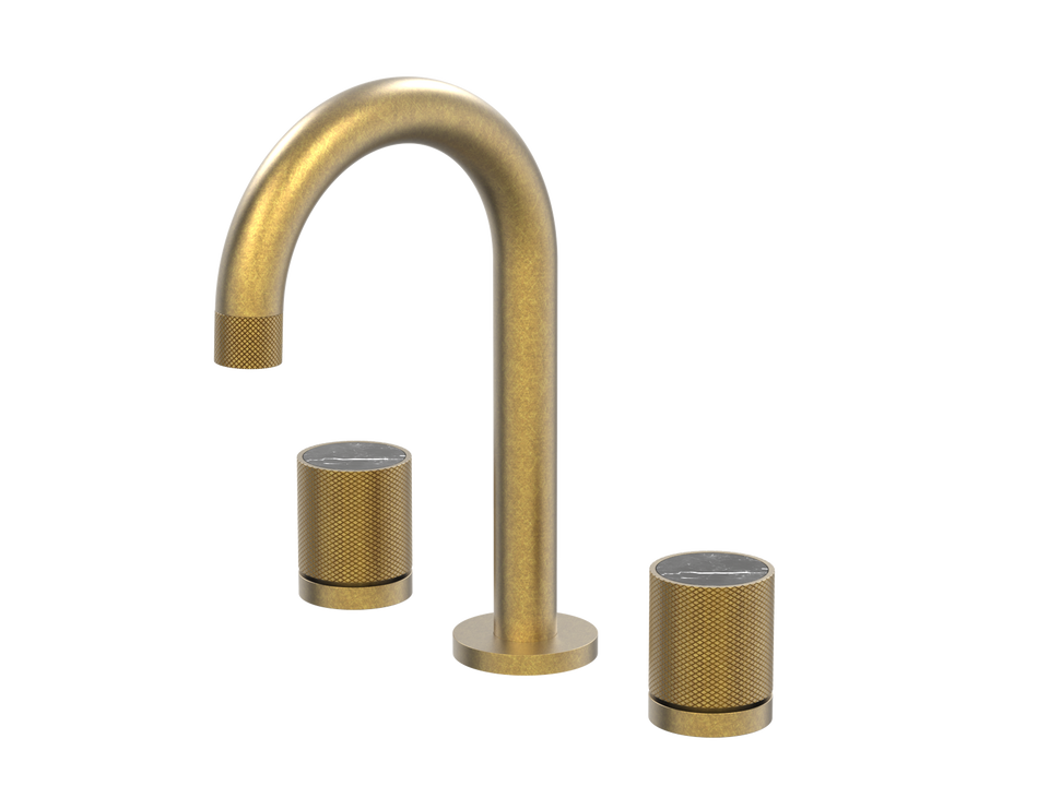 PAR Taps IDK Marble Basin Set Swivel Nero Marble - Rumbled Brass (B39.011.2.40)