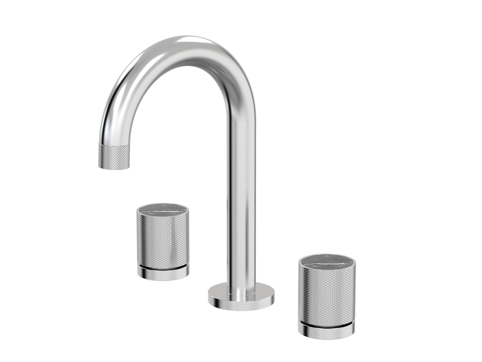 PAR Taps IDK Marble Basin Set Swivel Nero Marble - Brushed Chrome (B39.011.2.02)