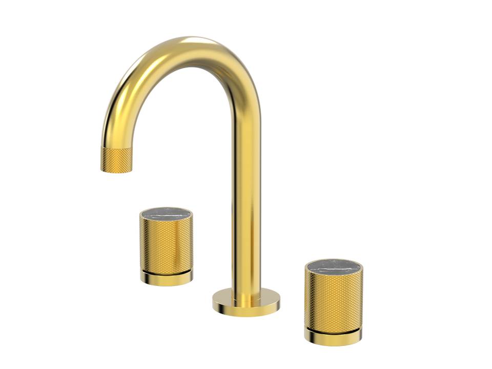 PAR Taps IDK Marble Basin Set Swivel Nero Marble - 23k Brushed Gold (B39.011.2.12)