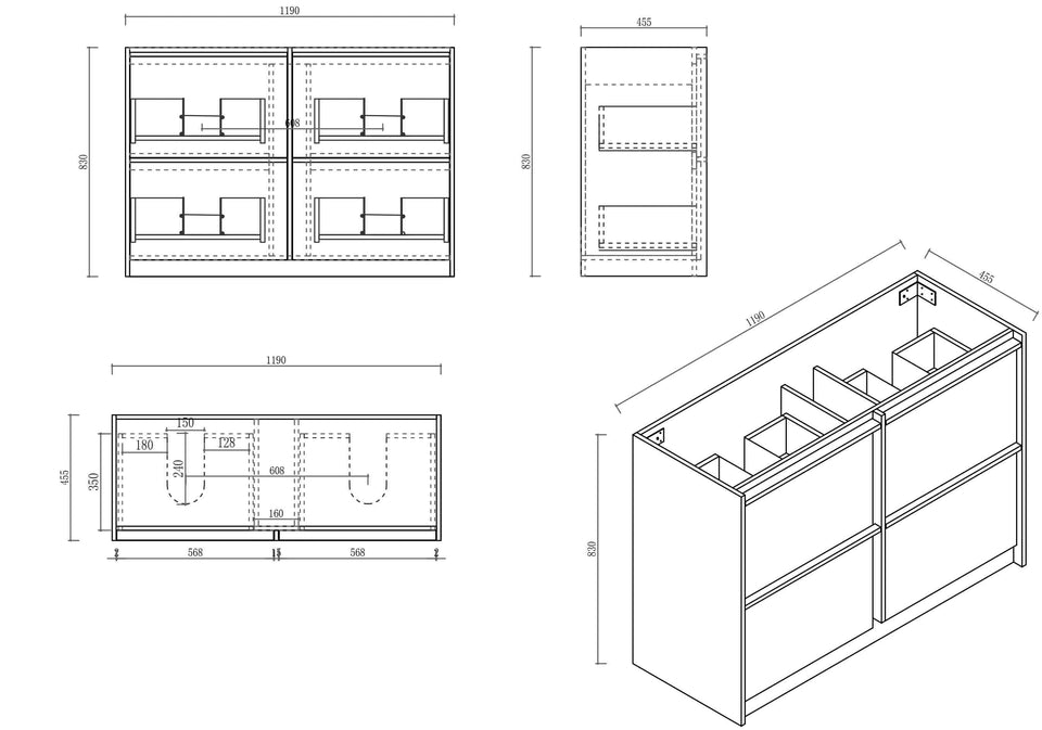 Bella 1200mm Freestanding Cabinet Notaio Walnut - BE-120F-NW_1