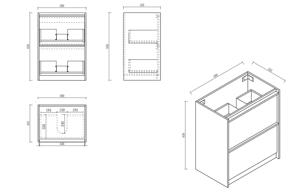 Bella 600mm Freestanding Cabinet Notaio Walnut - BE-60F-NW_1