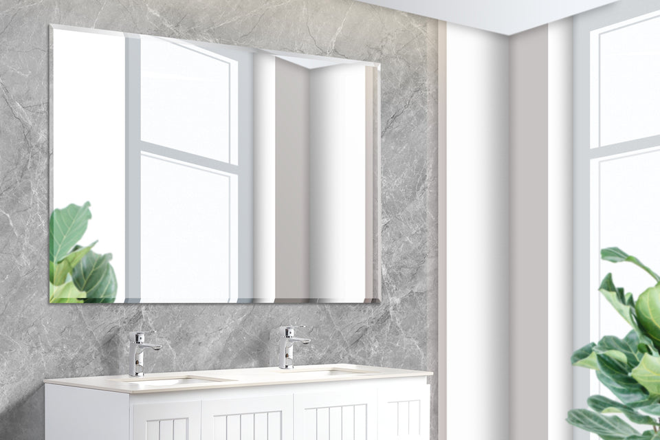 1200x900mm Plain Bathroom Mirror Bevel Edge Wall Mounted Vertical or Horizontal - Poseidon BM1290