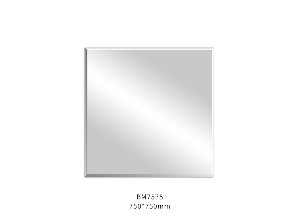 750x750mm Plain Bathroom Mirror Bevel Edge Wall Mounted Vertical or Horizontal - Poseidon BM7575