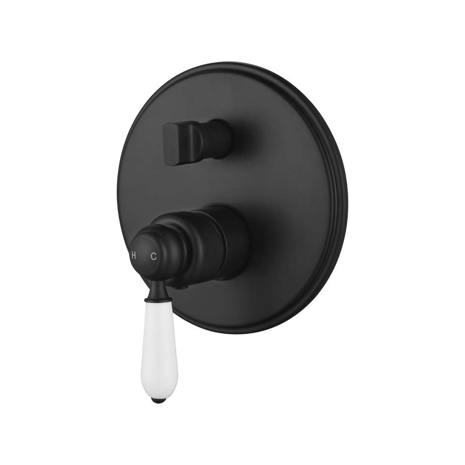 Modern National Bordeaux Shower Diverter Mixer - Matte Black (BOR009BK)