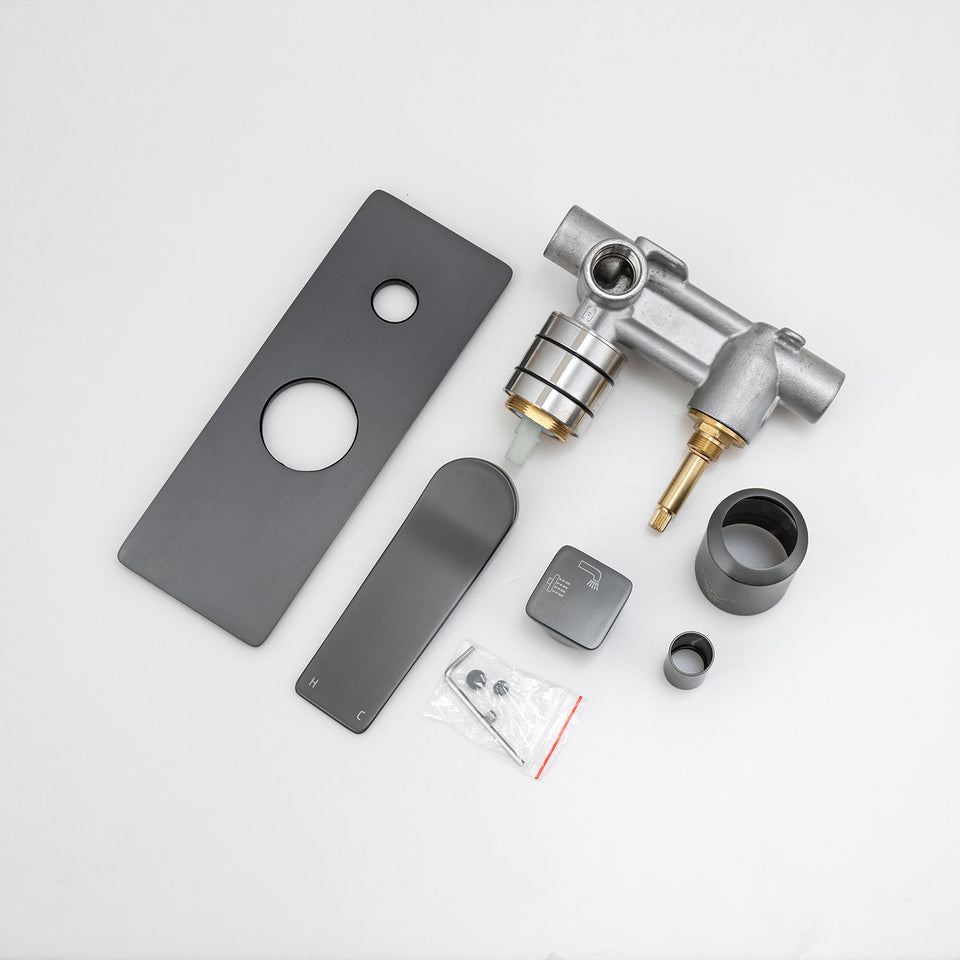 Rumia Brushed Gunmetal Grey Shower Wall Mixer With Diverter Solid Brass Wall Mounted (BUGM0155-2.ST)