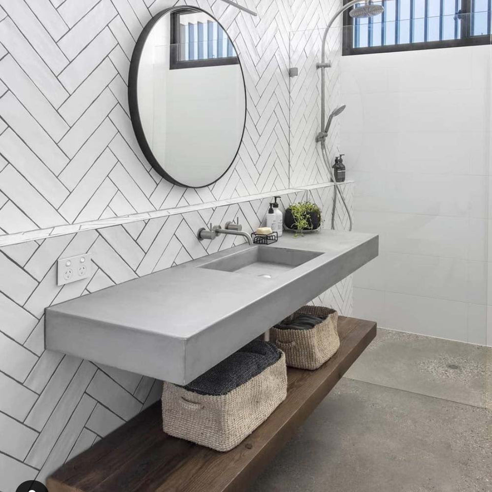 BA-150-08-SG-WH | Baly - Concrete Vanity Sink