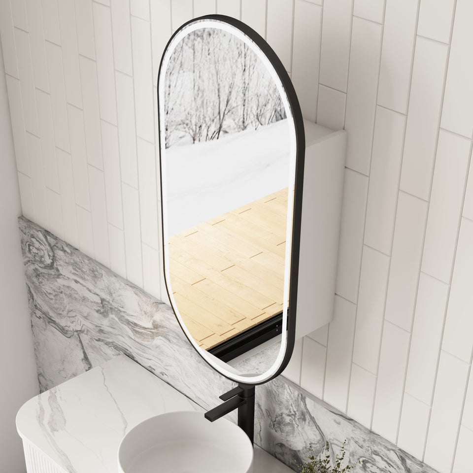 Aulic Beau Monde LED Shaving Cabinet Beau Monde-Matte White-Matte Black Frame-1