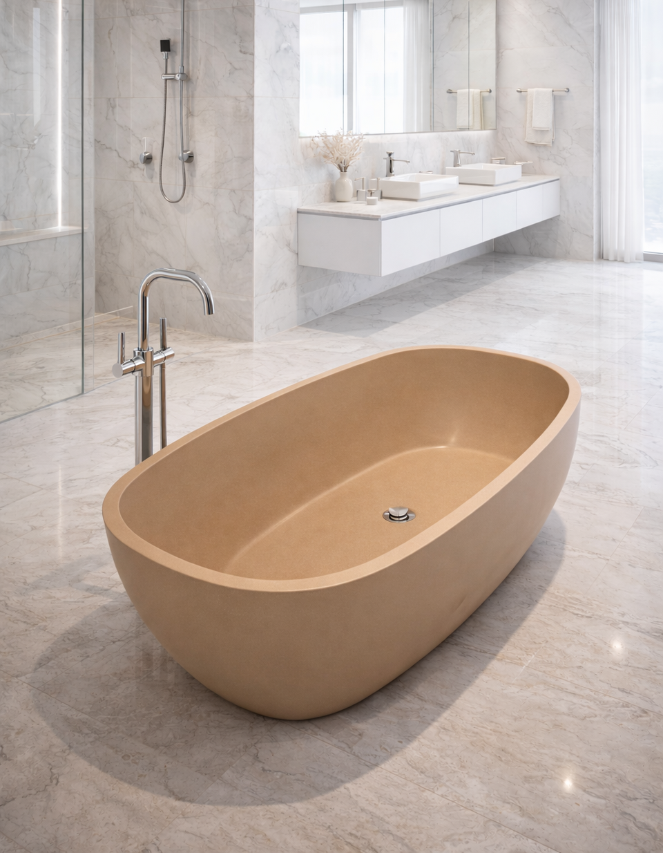 Pietra Bianca Bora Freestanding Bath