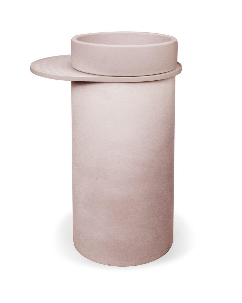 Nood Co Cylinder with Tray - Bowl Basin - Sand / Copan Blue Tray (BL1-4-0-SA-TCO)