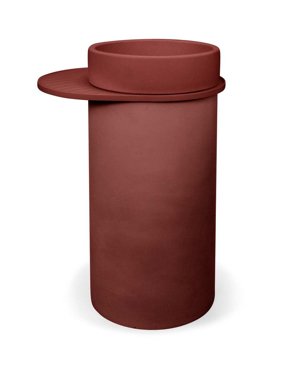 Nood Co Cylinder with Tray - Bowl Basin - Clay / Sky Grey Tray (BL1-4-0-CL-TSK)