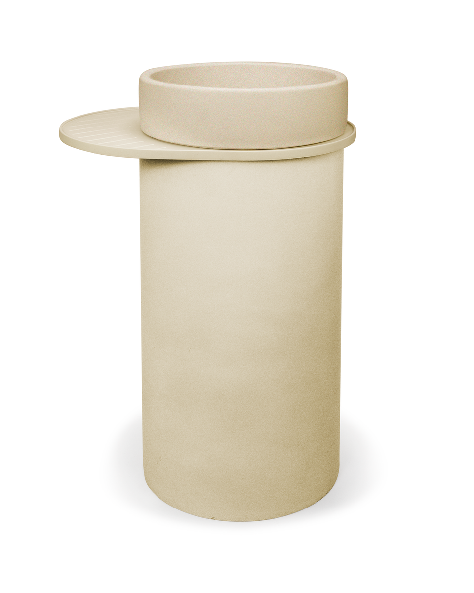 Nood Co Cylinder with Tray - Bowl Basin - Custard / Sand Tray (BL1-4-0-CU-TSA)