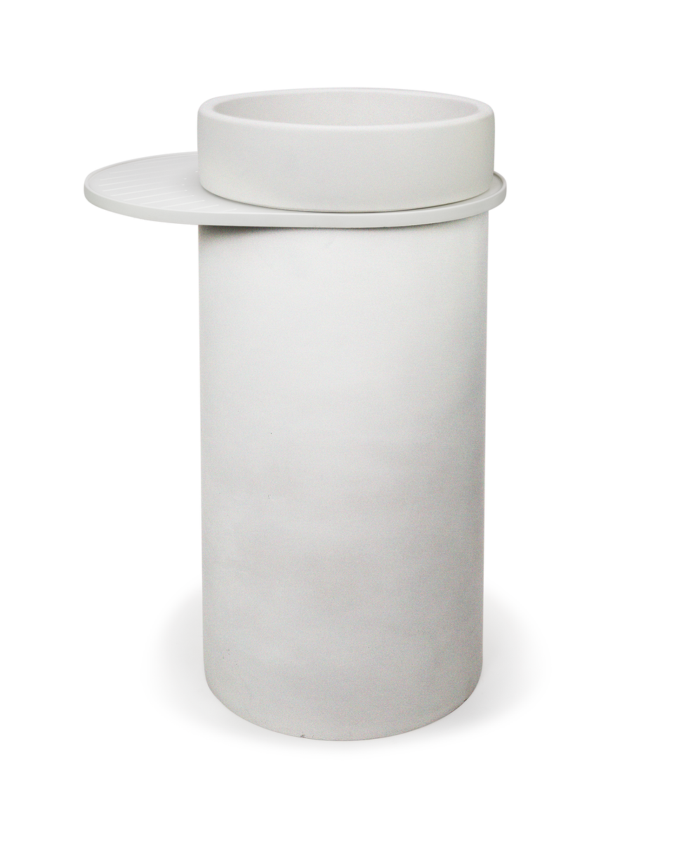 Nood Co Cylinder with Tray - Bowl Basin - Ivory / No Tray (BL1-4-0-IV)