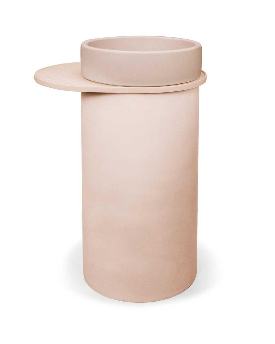 Nood Co Cylinder with Tray - Bowl Basin - Pastel Peach / No Tray (BL1-4-0-PA)