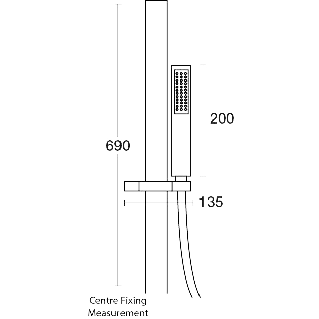 PAR Taps Burj Handshower on Rail Single Function technical drawing (C20.052.1)