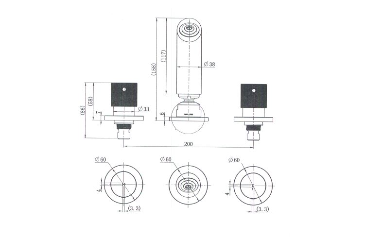 Modern National Cadence Shower Set 1/4 Turn technical drawing (CAD008BK)