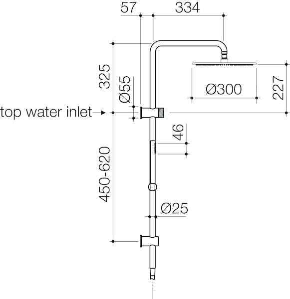 Caroma Elvire Rail Shower with Overhead 300mm - Gunmetal (CAEL0042GM3A)