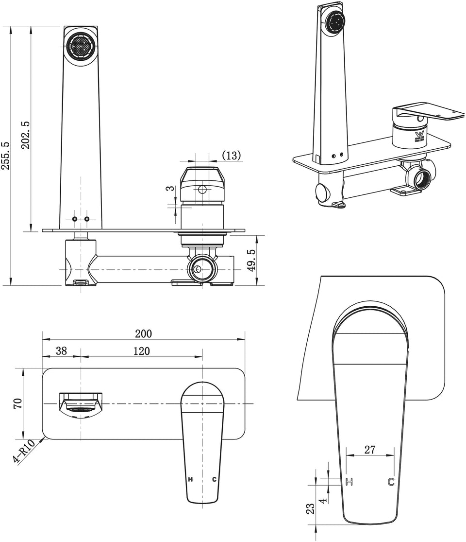 Modern National Cascade Wall Basin/Bath Mixer