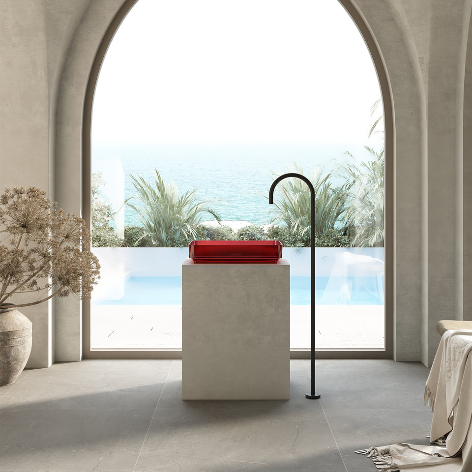 Wow Translucency Rectangular Above Counter Basin Vivid Red