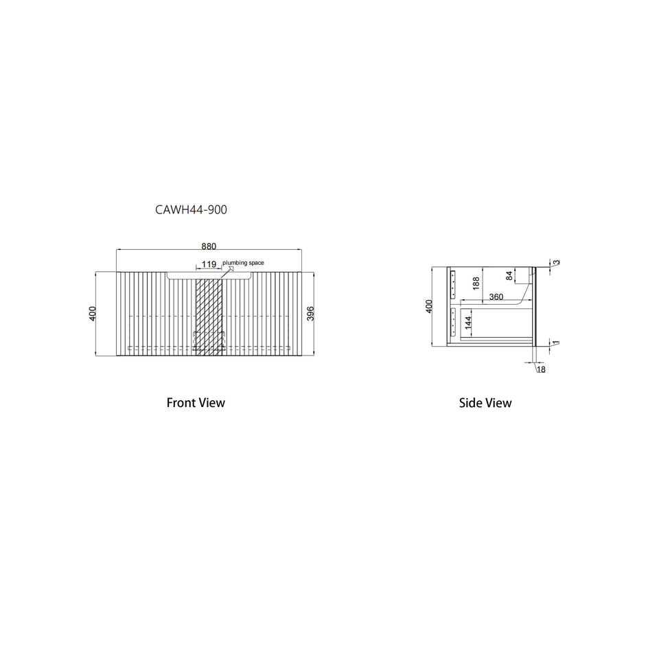 Aulic Calder  Wall Hung 900mm CAWH44-900-SIZE