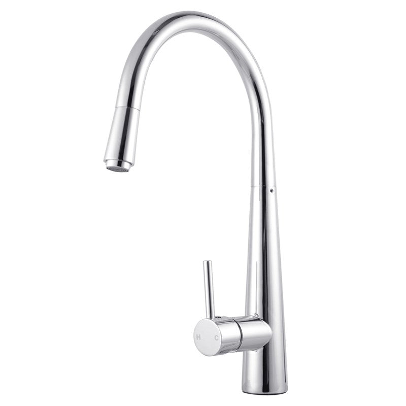 Aquaperla Euro Round Chrome 360° Swivel Pull Out Kitchen Sink Mixer Tap Solid Brass (CH1021.KM)