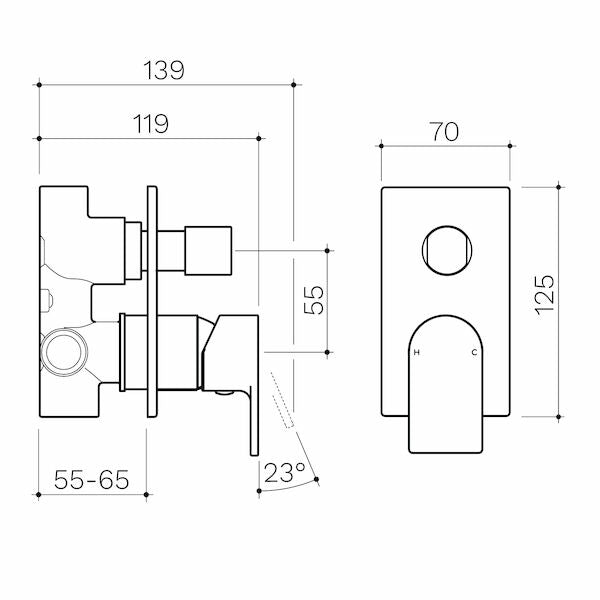 Clark Round Square Wall Mixer with Diverter (CL10033.B, CL10033.C)