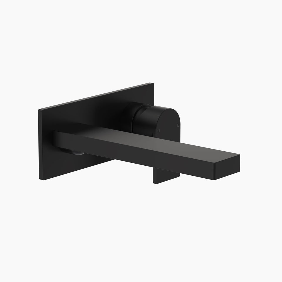 Clark Round Square Wall Basin/Bath Mixer 180mm - Lead Free - Matte Black (CL10062.B5AF)